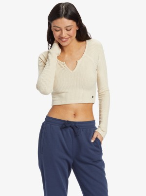 Topy Roxy Cropped Long Sleeve Waffle | RHQM-25804