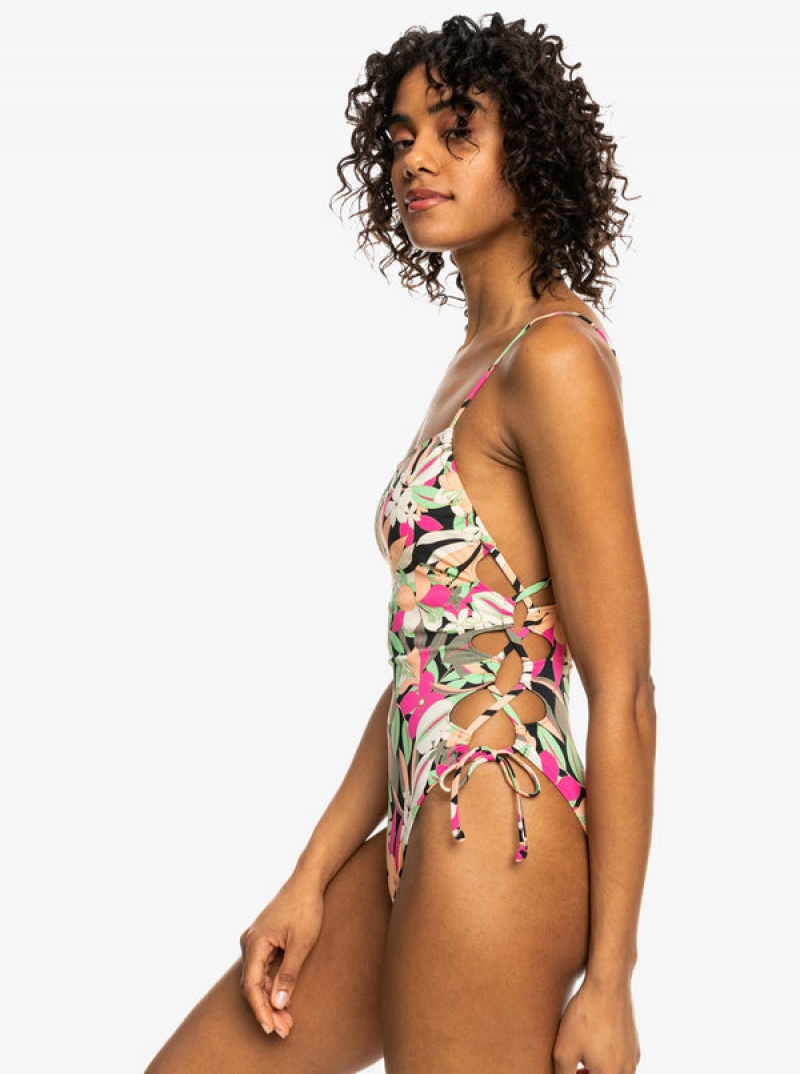 Plavky Roxy Printed Beach Classics Krajkové Up One-Piece | QPNH-31027