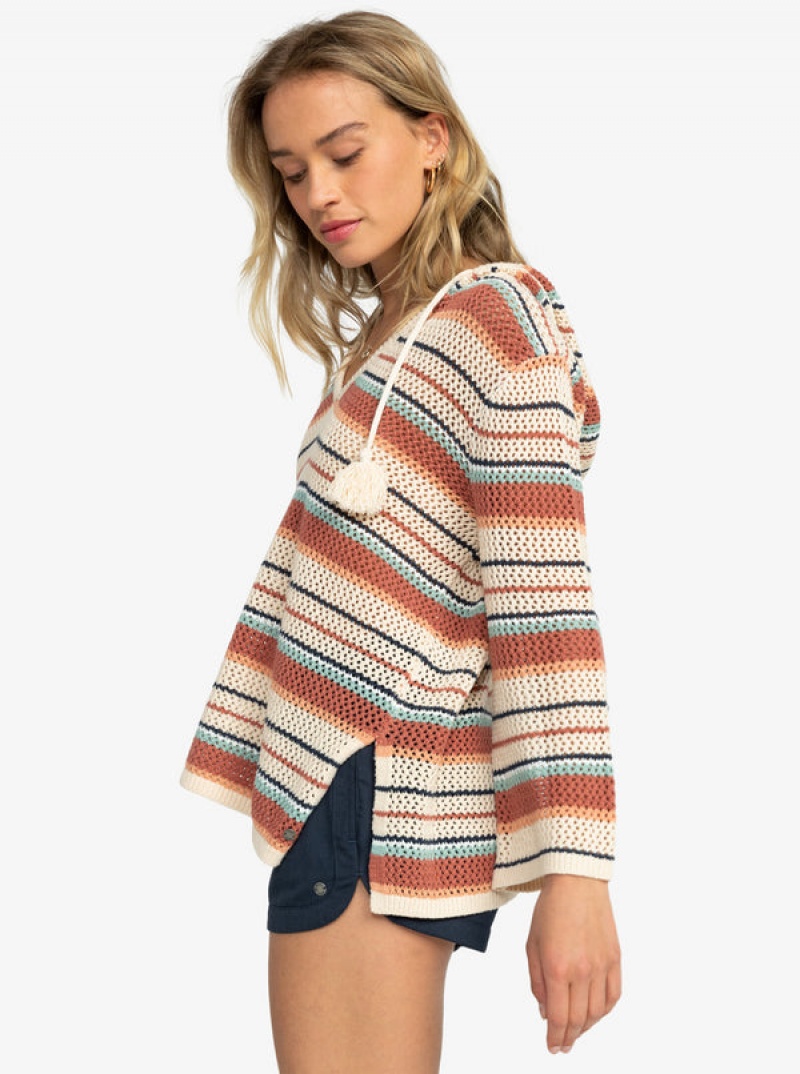 Svetry Roxy After Beach Break Stripe Poncho | OVRP-69804