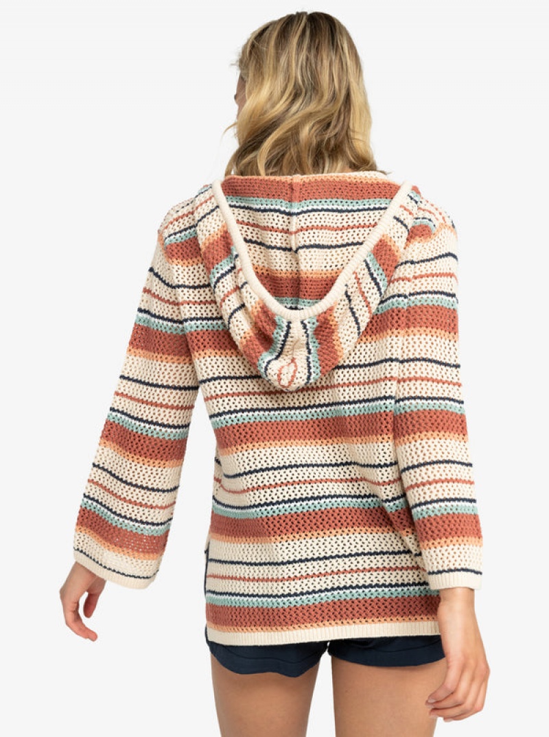 Svetry Roxy After Beach Break Stripe Poncho | OVRP-69804