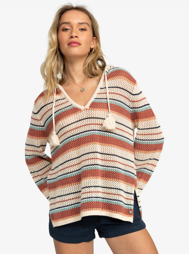 Svetry Roxy After Beach Break Stripe Poncho | OVRP-69804