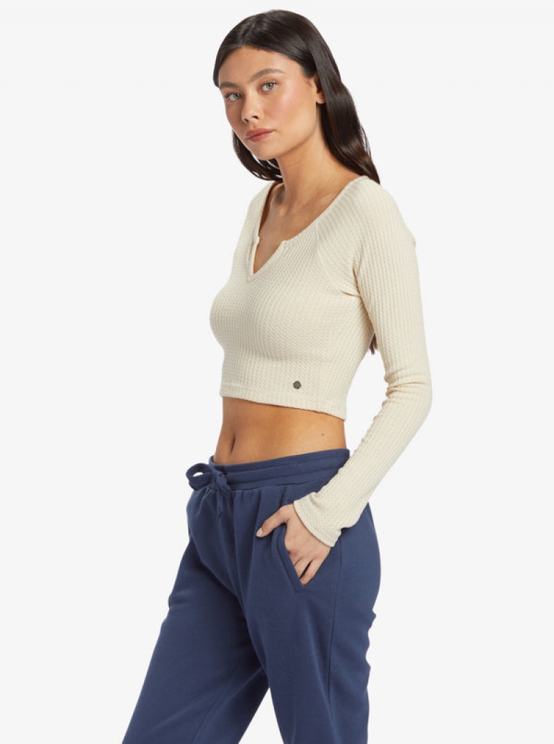 Topy Roxy Cropped Long Sleeve Waffle | RHQM-25804